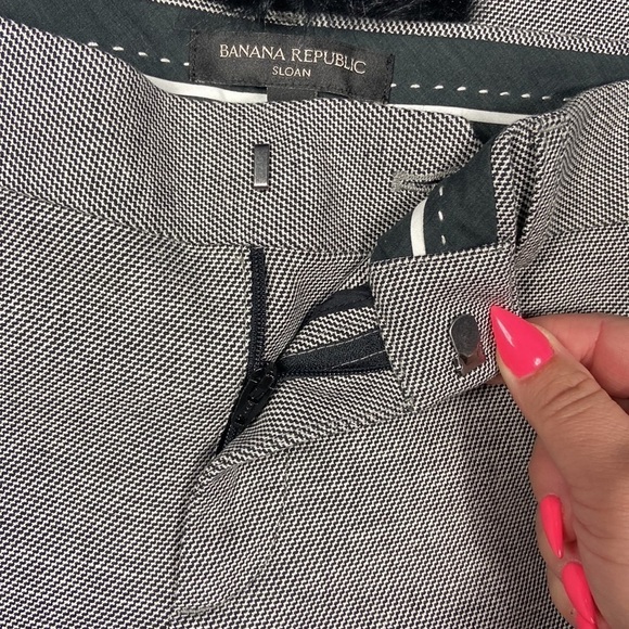 Banana Republic “Sloan” Black and White Low Rise Stretch Straight Dress Pants - Picture 5 of 9
